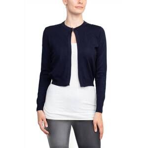 NEW LUXXE LANE lace back knit bolero in navy